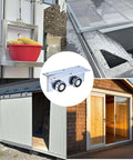 4 Wheel Heavy Duty Trolley Assembly for Barn Doors or Shed Sliding Doors, Compatible with 1-5/8 Inch Wide or Taller Strut Channel, Galvanized Steel Construction, Strong Load Bearing Pin Shaft, 2 Packs shown in various installations including sliding door setup and close-up view.