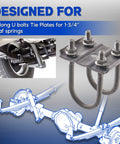 Heavy-duty trailer U-bolts mounting kit for 3 inch round axles, designed to handle 5200-7000 lb loads, image of U-bolts and axle diagram