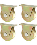 Set of 4 U-Groove Track Wheels, galvanized steel, 3in/80mm diameter. Industrial Groove Wheel Heavy Duty Rigid Caster, Max Load 2205 Lbs.