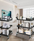 Heavy Duty 3 Tier Utility Cart With Wheels For Restaurant And Warehouse, 420 Lb Capacity in living room setting