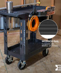 Heavy Duty Service Utility Cart With 36 Inch Ergonomic Height And 500 Pound Capacity, 18 Inch Wide Rolling Cart With 6 Inch Wheels