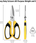 Heavy Duty 8 Inch Utility Scissors With Serrated Blades for cutting carpet, cardboard, wire, leather, fabric, rubber, plastic