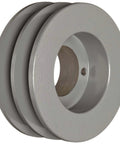 Heavy Duty QT Bushed V Belt Sheave For B Belt Two Grooves Cast Iron 4.25 Inch Diameter 5890 RPM Max TB Woods 2BK45 visible