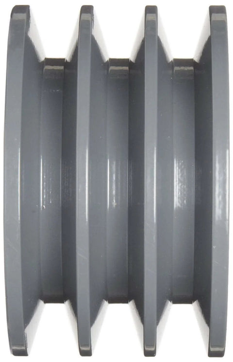 Side view of Heavy Duty Classical V Belt Sheave For B Belts With Three Grooves Ductile Iron Construction 3.95 Inch Outside Diameter SH Bushing