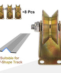 Heavy Duty 8 Pack 2.2 Inch V Groove Gate Caster Wheels With Brackets For Inverted V Track Sliding Gate Use Up To 661 Lbs Per Wheel