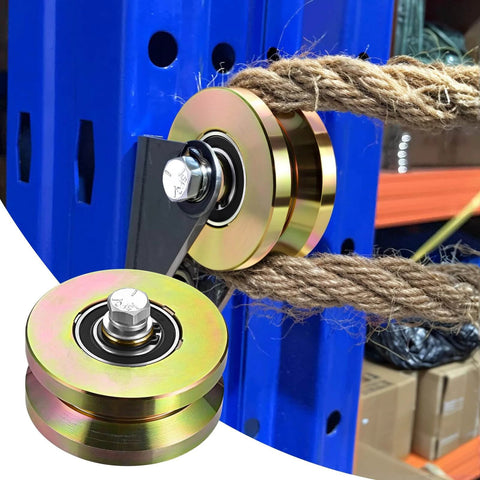 4" Heavy Duty Sliding Gate Rollers Wheels 2 Sets V Groove Slide Wheel Solid 4" Dia 1-3/4" Width Double Bearing 3000 Lbs Capacity with Screws