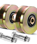 4" Heavy Duty Sliding Gate Rollers Wheels 2 Sets V Groove Slide Wheel Solid 4" Dia 1-3/4" Width Double Bearing 3000 Lbs Capacity with Screws