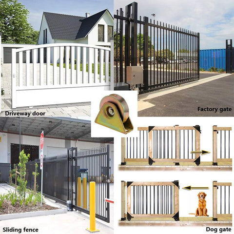 Heavy Duty 2 Pack 3 Inch V Groove Sliding Gate Wheels With Bracket For V Track Rail, used for gates and fences.