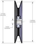 Technical diagram of Heavy Duty 6 Inch V Groove Drive Pulley With Half Inch Bore 34 Degree V Groove Zinc Die Cast Z3A For 4L A Belts