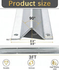 Heavy Duty Extra Wide 3.5 Inch V Track For Sliding Gates With Universal Fit For 4 Inch And 6 Inch V Groove Wheels Galvanized Steel Ground Track Kit Modular Design For Driveway Warehouse And Industrial Gates, front and side views showing measurements and features.