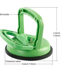 Heavy Duty Vacuum Suction Cup Lifter 4.5 Inch With Dual Locking Handles Gripper in green with ABS handle and thick rubber base