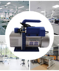 Heavy Duty Vacuum Pump And Manifold Gauge Set For AC Refrigeration Kit 110V 180W One Quarter HP Single Stage shown in a lab setting