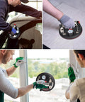 Beefed Up Heavy Duty Vacuum Suction Cup Lifter for Glass and Large Appliances with Built-In Pressure Gauge in use by movers.