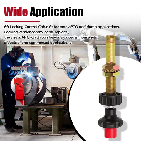 Heavy duty 6 ft Vernier Locking Throttle Cable red replacement, shown in industrial setting for precise control and smooth operation