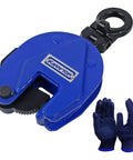 Heavy Duty Vertical Plate Clamp For Lifting And Transporting Steel Plates With 1 Ton Load Capacity by KARRYTON alongside safety gloves