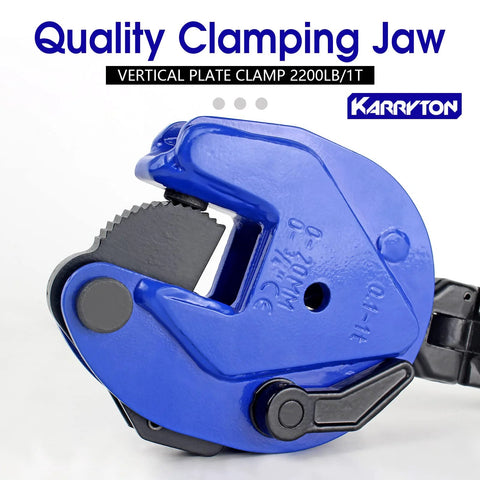 Heavy Duty Vertical Plate Clamp For Lifting And Transporting Steel Plates With 1 Ton Load Capacity 2200 Lb And A 0.8 Inch Jaw Opening