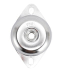 Top view of Go-To Heavy Duty Anti Vibration Foot Pad with stainless steel construction, hole for mounting, 200 kg capacity.