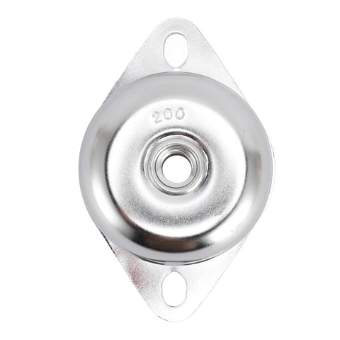 Top view of Go-To Heavy Duty Anti Vibration Foot Pad with stainless steel construction, hole for mounting, 200 kg capacity.