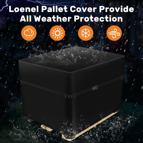 Heavy Duty 900D Pallet Cover For 49 By 41 By 49 Inches Waterproof Tarp With Zipper Reinforced Rope And Four Buckles