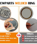 Comparison of Heavy Duty 2 Inch Macrame Rings Set Built Tough With Welded O Rings 50mm Outer Diameter 5mm Wire Thick to other rings.