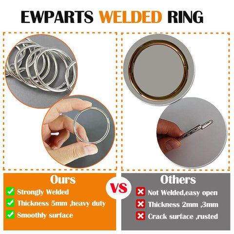 Comparison of Heavy Duty 2 Inch Macrame Rings Set Built Tough With Welded O Rings 50mm Outer Diameter 5mm Wire Thick to other rings.