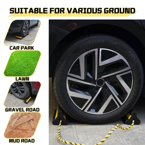 Heavy Duty Wheel Chocks With Gloves And Storage Bag For RVs Trailers Trucks Cars Campers And Aircraft, 8mm Teeth, Non Slip Base
