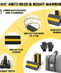 Heavy Duty Wheel Chocks With Gloves And Storage Bag For RVs Trailers Trucks Cars Campers And Aircraft, 8mm Teeth, reflective strips.