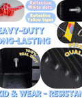 Heavy Duty Rubber Wheel Chocks With Reflective Strips Set Of 4 for SUV, showcasing reflective elements and heavy-duty build.