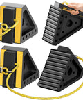 Heavy Duty Wheel Chocks With 39 Inch Rope For Trailers RVs Cars Trucks And ATVs Non Slip Grip On Grass Concrete Slopes