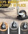 Heavy Duty Rubber Wheel Dock For Trailers With Wheel Chock And Stabilizer Fits 6 Inch Casters Travel Trailer RV Boat Camper Caravans Industrial Grade Nitrile Rubber Oil Water Gasoline Resistant For Secure Parking in use on various surfaces