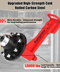 Close-up of 2-Pack Heavy-Duty Shipping Container Wheel Kit With 8 Lug Bolt-On Spindle For Up To 40ft Containers, red accent