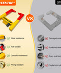 Comparison of Heavy Duty Universal Wheel Lock Clamp With All Welded Steel Construction And Brass Lock Core Waterproof Cover and generic lock