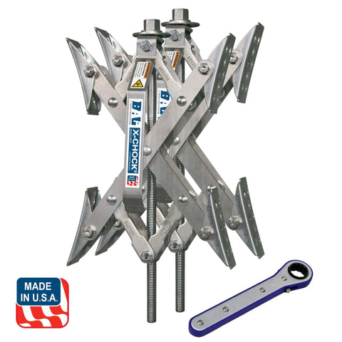 American Made Built Tough Heavy Duty Wheel Stabilizer Pair With One Handle For RV And Trailer Stabilization Reduces Tire Sway Between Tandem Tires With Zinc Coated Steel and manual handle