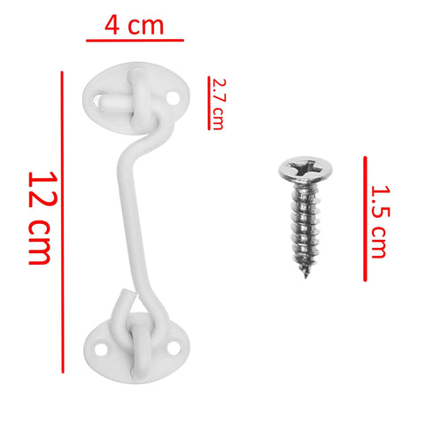 Built Tough 4 Inch Heavy Duty Hook And Eye Latch For Barn Doors And More, Powder Coated Stainless Steel Security Latch With 4 Mounting Screws