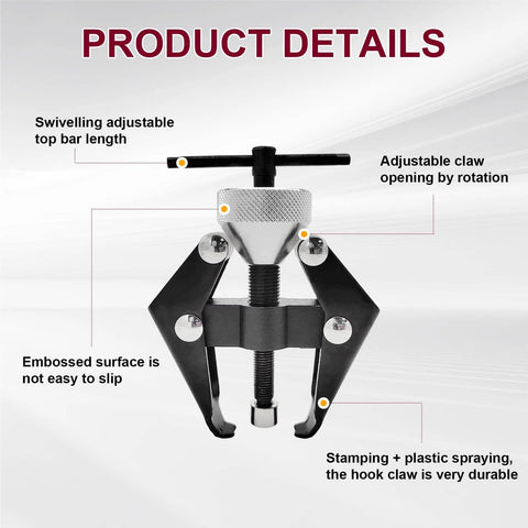 Heavy Duty Battery Terminal And Wiper Arm Puller Kit with adjustable claw and embossed surface for easy arm removal.