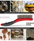 Wire Brush Set-Heavy Duty Stainless & Carbon Steel Bristles with Plastic Handle Grip for Rust and Paint Removal