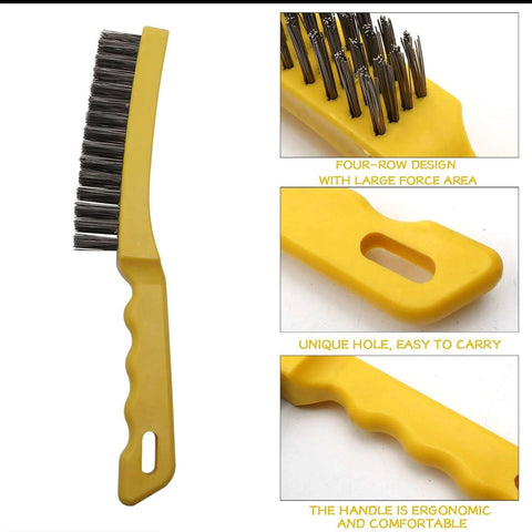 Wire Scratch Brush 2 Set, Heavy Duty Stainless Steel 11 Inch with Plastic Handle Descaling Welding Dust Bending Hand Tool