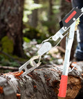 Heavy Duty Wire Rope Puller With Double Hook Lifting Tool Mini Tightener 4T used on a log in a forest setting