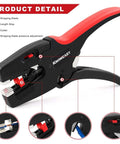 Heavy Duty Wire Stripper And Cutter Two In One For 7 To 32 AWG Wires 0.03 Mm2 To 10 Mm2 with red handle and self-adjusting jaws