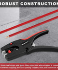 Heavy Duty Wire Stripper And Cutter Two In One For 7 To 32 AWG Wires 0.03 Mm2 To 10 Mm2 Versatile Stripping Tool on gray surface.