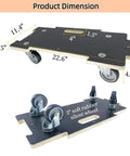 Heavy duty spliceable wood furniture dolly set of 2 with 4 wheels, showing dimensions and soft rubber silent casters with brakes.
