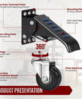 ✝️ Workbench Casters Retractable Casters Kit 900Lbs, 4 Heavy Duty Casters Side Mounted All Steel Construction Urethane shown