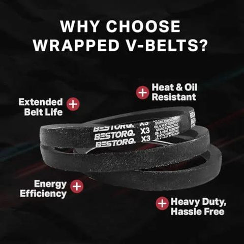 X3 Fabric Wrapped V Belt For Lawn Mower And Small Engine Equipment Bestorq Beefy Heavy Duty Wrapped Rubber V Belt with features