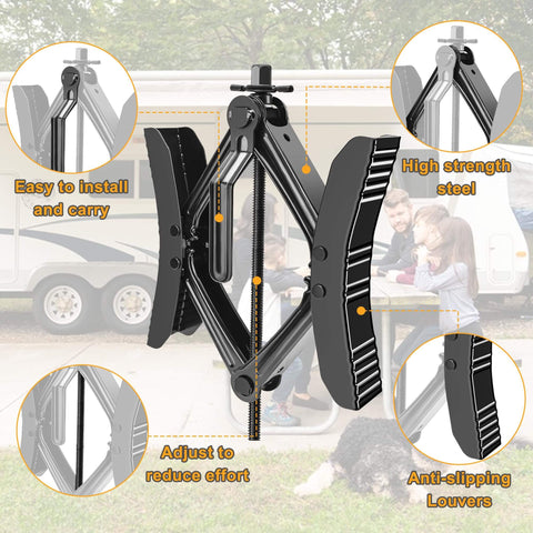 Camper Wheel Chock Stabilizers, 2 Sets For RV And Travel Trailer, Heavy Duty X Shaped Anti Move Tire Chocks front view