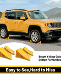 Heavy Duty Wheel Chocks For Travel Trailers And RVs Yellow 4 Pack Non Slip Lightweight Two Wheel Stopper Set Used Outdoors