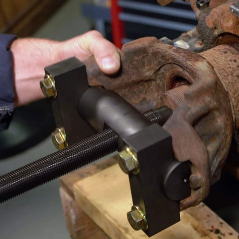 Heavy Duty Yoke Puller For Class 6 To 8 Trucks And Semi Trailers Safely Yank Yokes From Driveshafts And Differentials With Minimal Damage Compatible With 1 Inch Impact Gun Essential Tool For Commercial Truck Maintenance in use