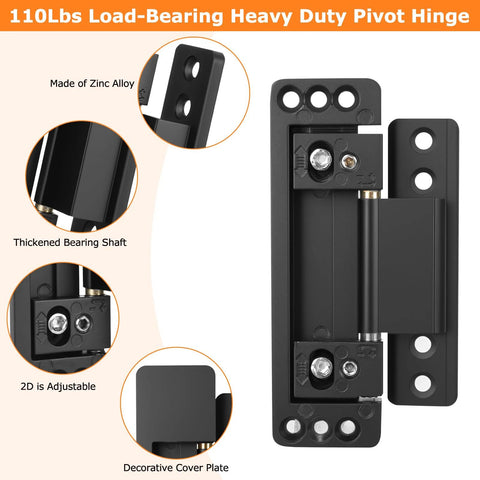 Slim Concealed Hidden Door Hinges 2Pack Heavy Duty Adjustable Invisible Hinge Kit For Secret Doors Bookcase Shelf And Murphy Doors