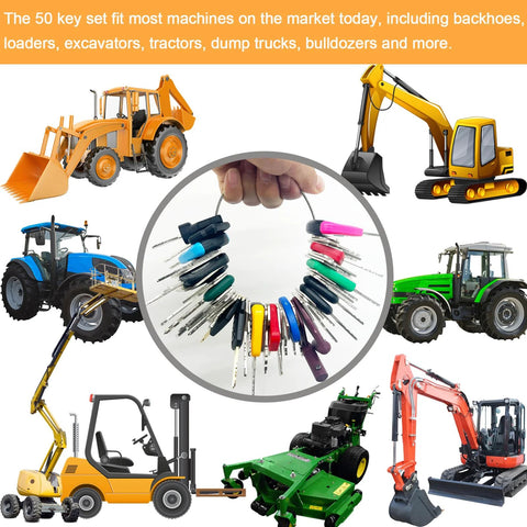 Heavy Equipment Keys Master Set With 50 Ignition Keys For Construction Machines Fits Cat Caterpillar Case John Deere tractors