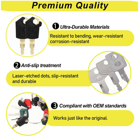 16 Piece Heavy Equipment Master Keys Set with durable, anti-slip construction and OEM standards for excavators and more