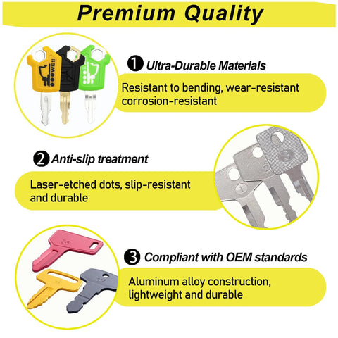 Features of 39 Piece Heavy Equipment Keys Master Set For Excavators Dozers Skid Steers Backhoes Forklifts And More Compatible With Major Brands